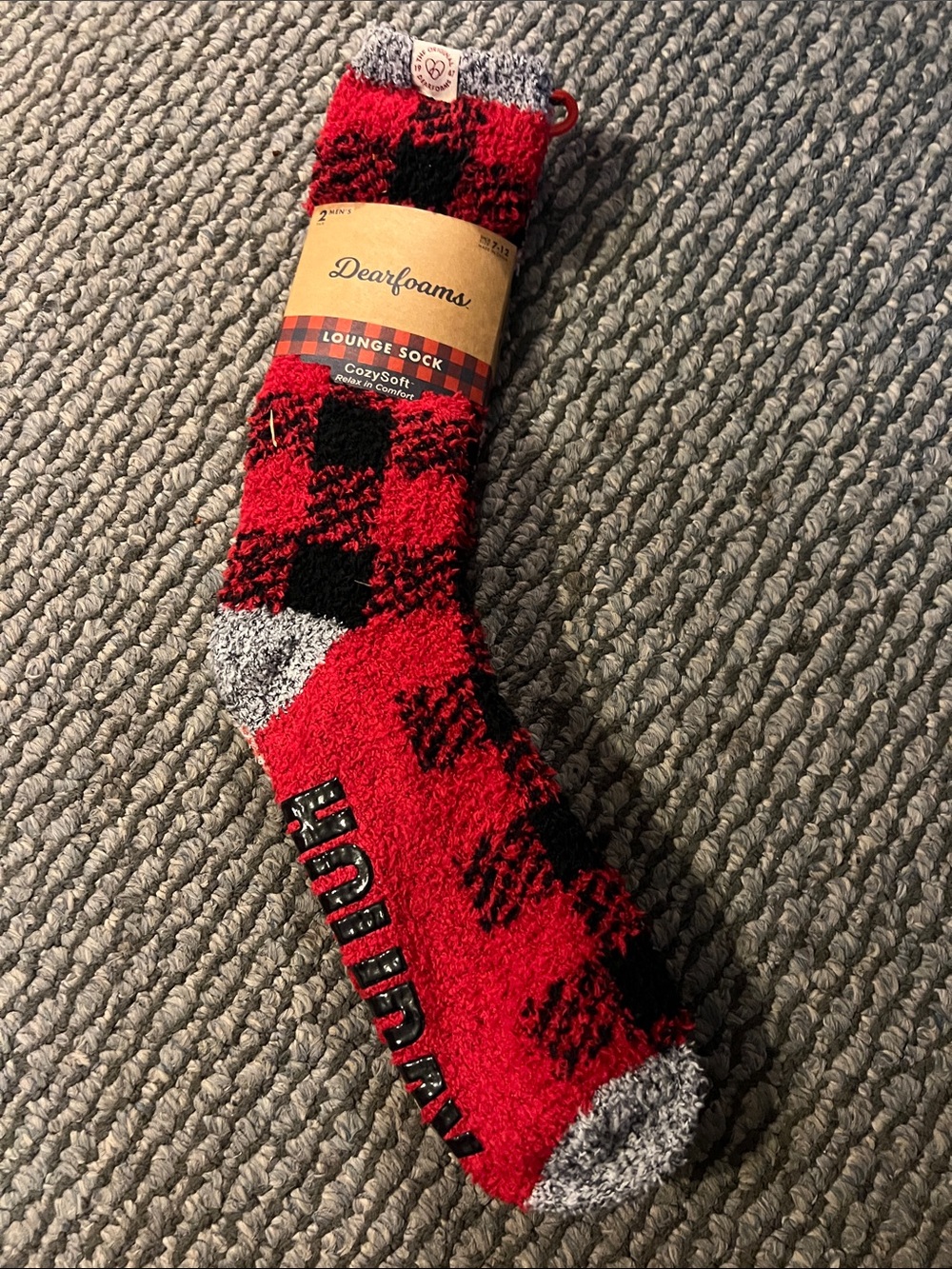 dearfoams Red & Black Buffalo Plaid Cozy Lounge Socks